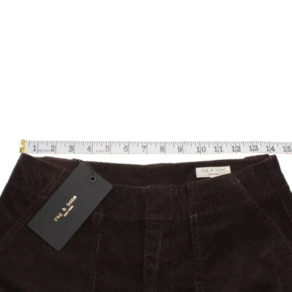 Rag & Bone NWT Leyton Casual Corduroy Pants Size 2 US Solid Brown Cotton Blend